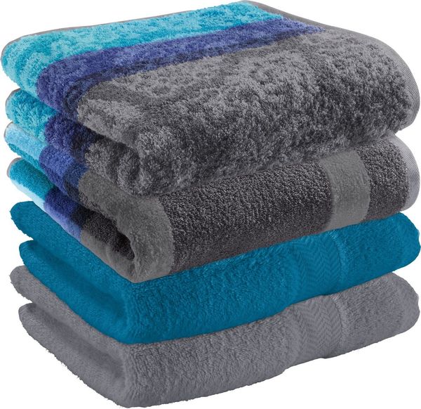 Erwin Müller Handtuch Handtuch-Set 4er-Pack, Jacquard, Walk-Frottier Uni