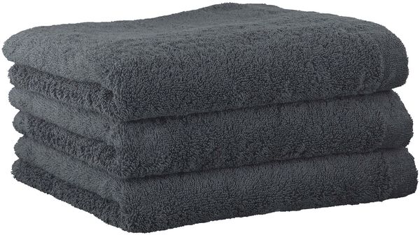 CAWÖ Gästetuch, 3er Pack - Lifestyle, Walkfrottier, Baumwolle, einfarbig Anthrazit 30x50cm