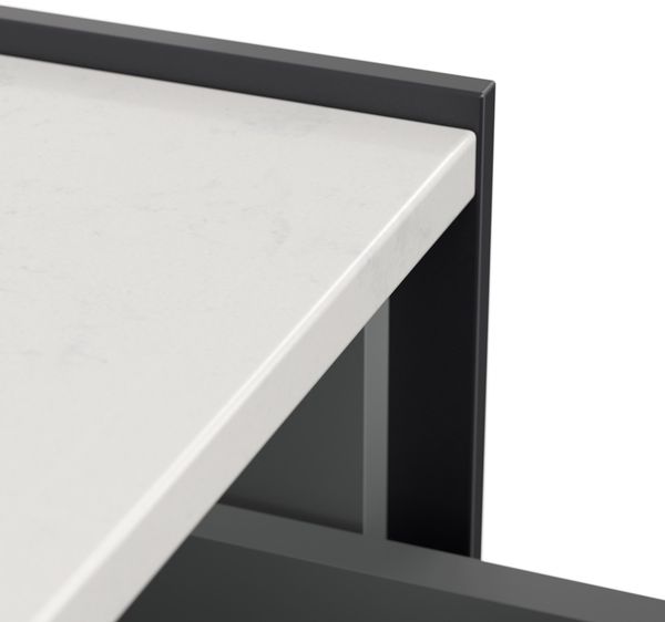 Nachttisch Kommode Artem 60cm, Quarztop, 2 Softeinzüge lackiert Grafit Hgl : Grafit hochglanz Bild 8