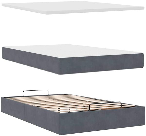 vidaXL Ottoman-Bett mit Matratze Dunkelgrau 120x200 cm Samt 3311766 Bild 6