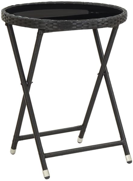 vidaXL Beistelltisch Schwarz 60 cm Poly Rattan und Hartglas 46203