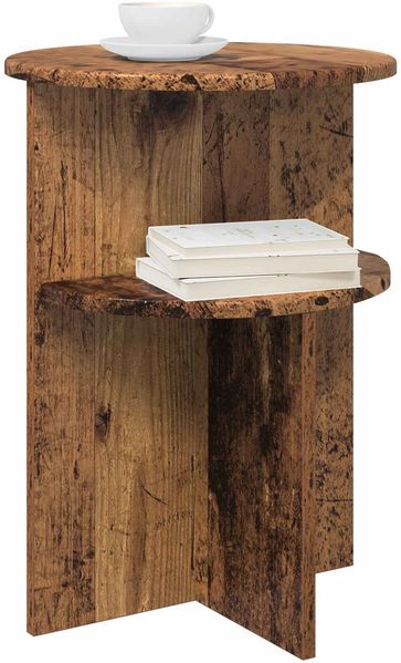 vidaXL Beistelltisch mit Speicher Altholz Ø 39,5 x 55 cm Holzwerkstoff 8001026 Bild 3
