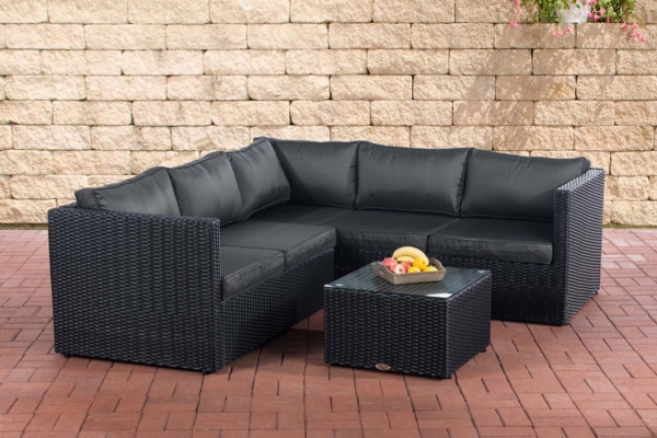 CLP Ecksofa-Garnitur Liberi 5mm Ecksofa-Garnitur Polyrattan,schwarz anthrazit