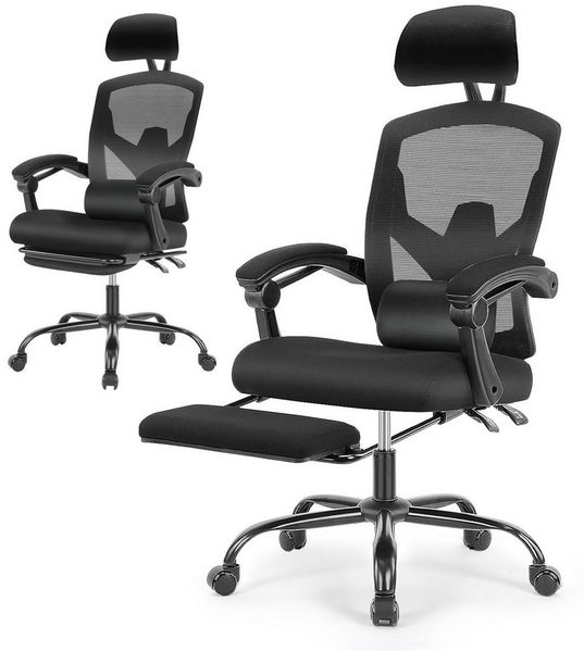 IDEASY Bürostuhl Ergonomischer Bürostuhl aus Netzstoff mit Rückenlehne und Armlehnen (Ein unterstützender Stuhl), Drehbare Rückenlehne mit Belüftung und Höhenverstellung