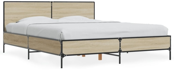 vidaXL Bettgestell Sonoma-Eiche 150x200 cm Holzwerkstoff und Metall 3280003