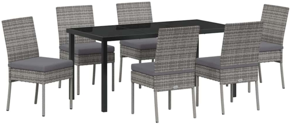 vidaXL Garten Essgruppe 7 pcs Grau Pulverbeschichteter Stahl 3379216