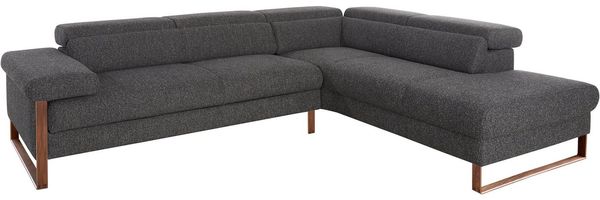 W.SCHILLIG Ecksofa finn, Designsofa mit tollem Sitzkomfort, bequem, L-Form, German Design Award 2016, Fußgestell Nussbaum natur, Breite 281 cm
