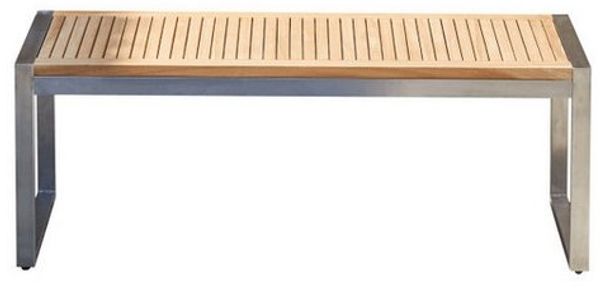 Tikamoon Gartenstuhl Gartenbank Bank Teak Edelstahl Lattenoptik Massivholz Tikamoon