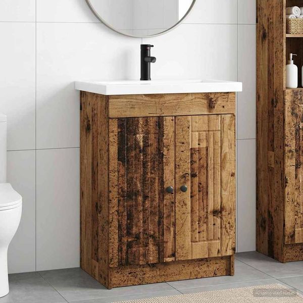 vidaXL Badezimmermöbel-Set Altholz 56 x 37,5 x 81 cm Holzwerkstoff 3404192