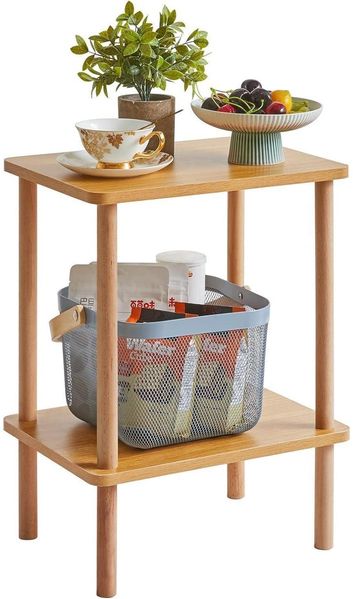 Holz Beistelltisch Nachttisch 39x29x53cm Weiß Modernes Design