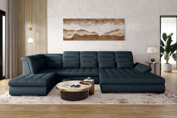 99rooms Toscana Wohnlandschaft Velours VOGUE Dunkelblau Rechts