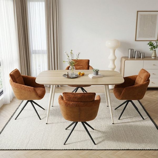 Jiexi Essgruppe Tisch- und Stuhlset, Moderner Esstisch (120×70×75 cm) mit 4 Stühlen