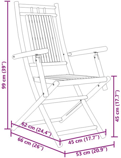 vidaXL Gartenstühle 4 Stk. Klappbar 53x66x99 cm Bambus 3278514 Bild 10