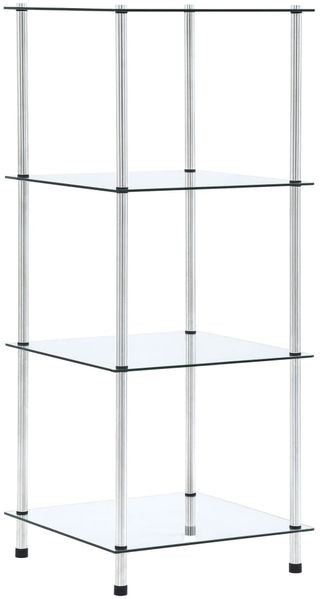 vidaXL Regal mit 4 Ablagen Transparent 40x40x100 cm Hartglas 249505