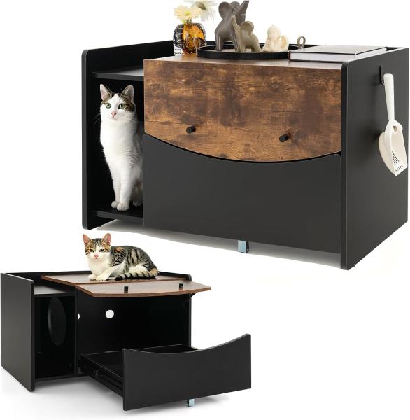 COSTWAY Katzenschrank, schwarz, 78 x 50 x 51,5 cm