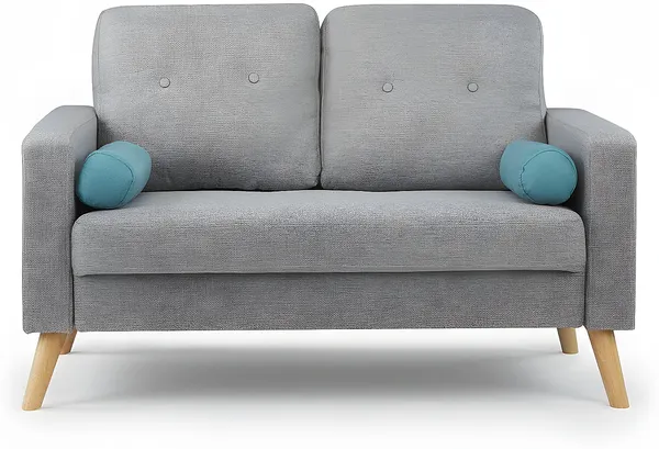 Vente-unique 'TATUM' 2-Sitzer Sofa, Bouclé Stoff grau, 130 x 81 x 83 cm