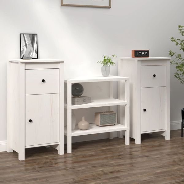 Sideboards 2 Stk. Weiß 40 x 35 x 80 cm Massivholz Kiefer [813757]