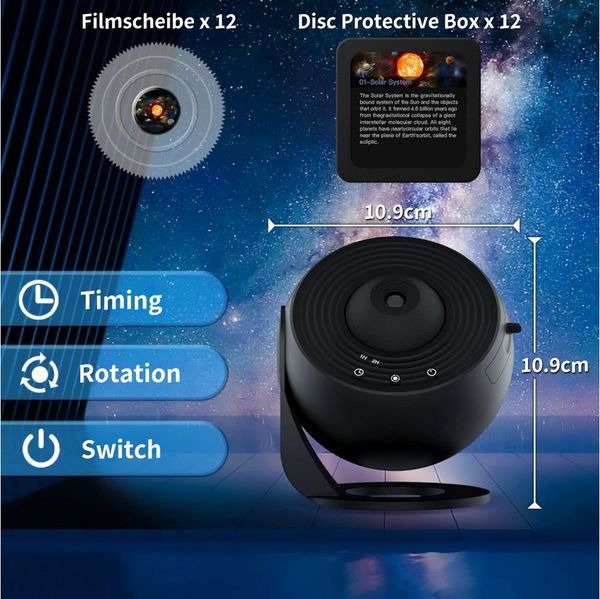 QUBEBU LED Nachtlicht Sternenhimmel Projektor, Home Planetarium, Projektor Lampe, 13-in-1, Baby Einschlafhilfe Lampe, Nebel/Mond/Himmels Galaxie Projektor, Starry Nachtlicht Projektor, Mit Timer, 360°-Drehung, für Schlafzimmer Kinder Erwachsene.