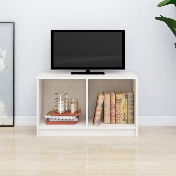 vidaXL TV-Schrank Weiß 70x33x42 cm Massivholz Kiefer 809943