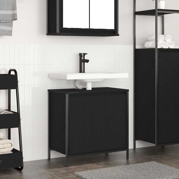 vidaXL Waschbeckenunterschrank Schwarz 60x34,5x60 cm 861892