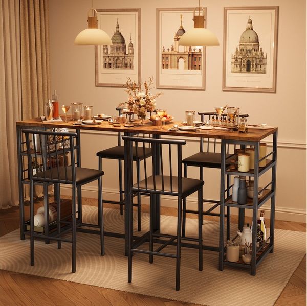 Bealife Essgruppe Esstisch mit 2 Stühlen, 3-tlg Bartisch,Küchentisch für Küche,Esszimmer
