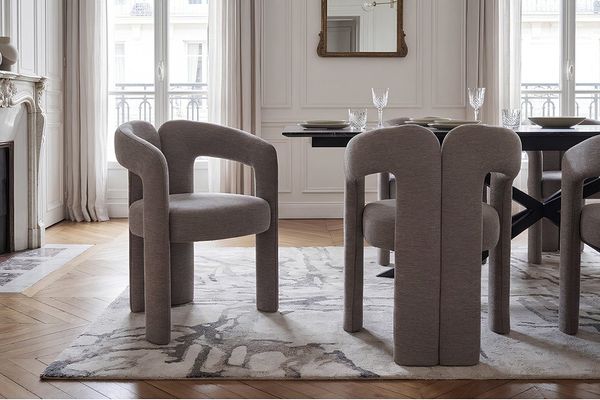 riess-ambiente Polsterstuhl ARCH greige - Chenille, Stoff, mit Armlehne, Rundum-Bezug, Polsterung (Einzelartikel, 1 St), modern und außergewöhnlich - ideal für Küche, Schlaf- oder Gästezimmer