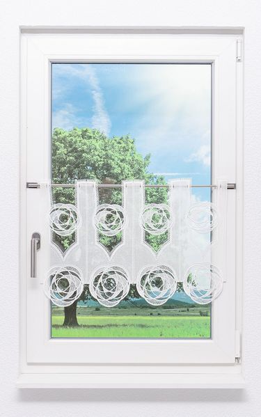Scheibengardine Plauener Spitze - Circles (Bx H) 48cm * 42cm weiß