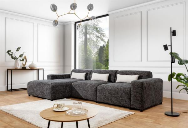 Ecksofa Designersofa ROMY MAX in Stoff Enjoy Me Grafit Ottomane Links