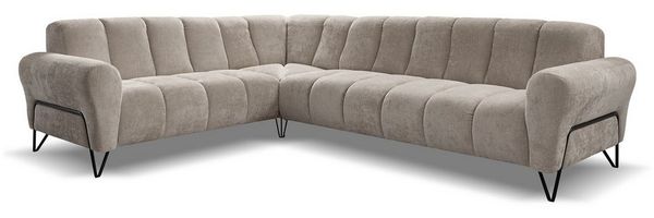 Beautysofa Ecksofa mit Metallbeine in schwarzer VOLARE L, mit höchstem Sitzkomfort, ohne Schlaffunktion