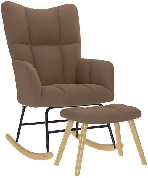 vidaXL Schaukelstuhl mit Fußhocker Braun Stoff 4016804