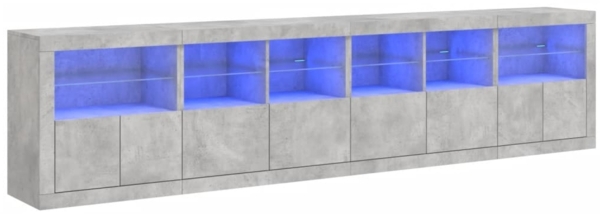 vidaXL Sideboard mit LED-Leuchten Betongrau 283x37x67 cm 3209019