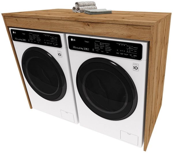 Raumhirsch Furniture Waschmaschinenumbauschrank Waschmaschinenschrank für Waschmaschine & Wäschetrockner (7 Farben lieferbar) für zwei Geräte geeignet