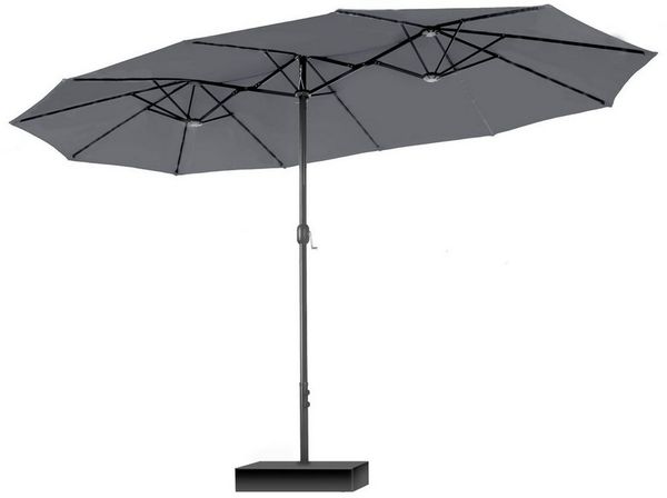 PHI VILLA Sonnenschirm, Poolside Lawn Hinterhof Regenschirm, Rechteckiger Marktschirm mit Ständer, Großer Sonnenschirm für die Terrasse (mit Fuß)