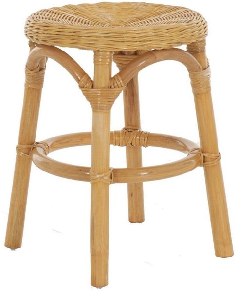 Krines Home Badhocker Hocker aus natürlichem Rattan Rattanhocker Beistell-Hocker Rund Ø 34cm, Schemel Badhocker