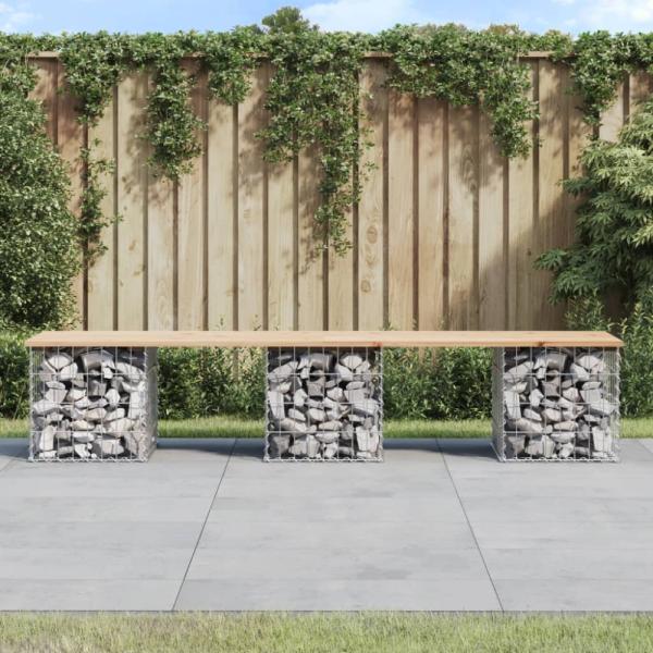 vidaXL Gartenbank aus Gabionen 203x44x42 cm Massivholz Kiefer 834341