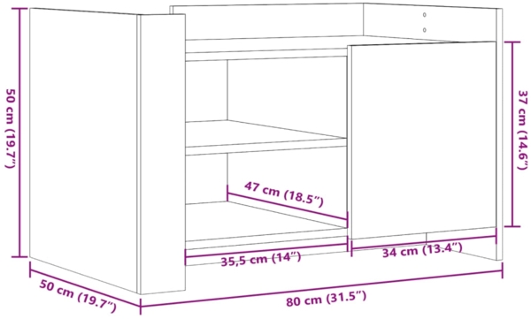 vidaXL Couchtisch Betongrau 80x50x50 cm Holzwerkstoff 848356 Bild 10