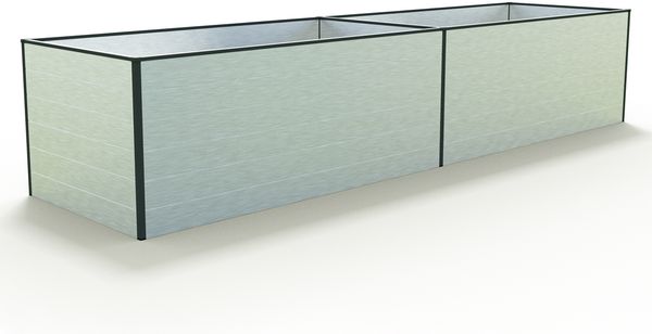 GFP Aluminium Hochbeet KINGSIZE DANIELA - 387 x 99 x 77 cm - Alu natur, Stecksystem, langlebig