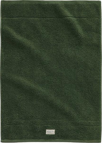 GANT Gästetuch - Premium Handtuch, Frottee, Bio-Baumwolle, Logo, uni Grün (Pine Green) 30x50cm