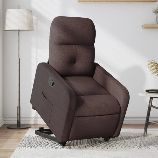 vidaXL Relaxsessel mit Aufstehhilfe Dunkelbraun Stoff 3206800