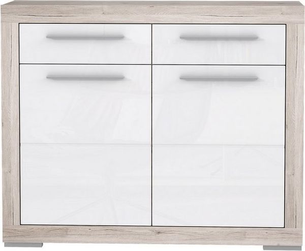FORTE Attrus Schuhschrank, Holzwerkstoff, Beige/Braun/Weiß, 118,6 x 96,9 x 36,3 cm