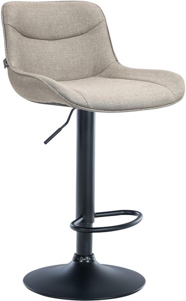 Barhocker RAGAD - Stoff Taupe 49x51x85 cm Schwarz | Barstuhl Höhenverstellbar Mit Lehne Drehbar Tresenhocker Tresenstuhl Kneipenhocker Kneipenstuhl