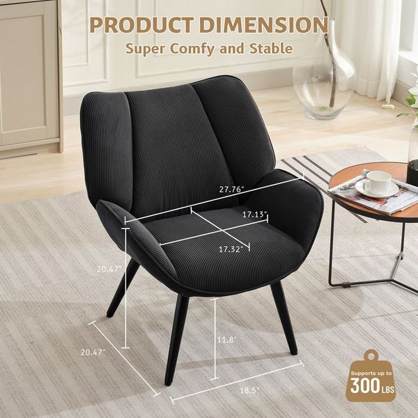 GarveeMore Loungesessel Relaxsessel Ohrensessel aus Cord Belastbarkeit 130 kg