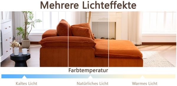 Rahmenloses Sofa orange Kord, 177x122x92 cm, 1 Sitzer, kein Aufbau Bild 7