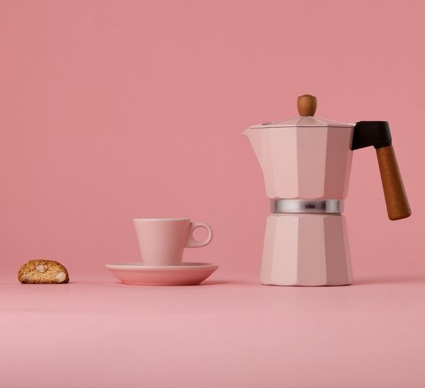 Espressotasse mit Untertasse Porzellan dickwandig cilio NAPOLI rosa 215472