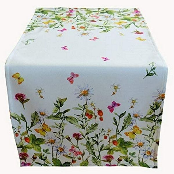 texpot Tischdecke mit Blumen Schmetterlinge Sommerwiese Tischläufer Frühjahr Sommer (1-tlg)