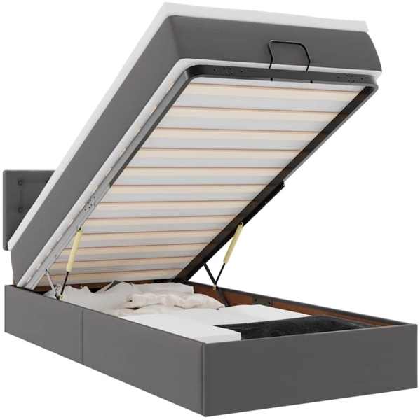 vidaXL Ottoman-Bett mit Matratze Grau 90x190 cm Kunstleder 3311281