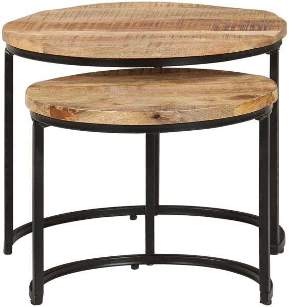 Couchtische, Sofatische 2 Stk. Rohes Mangoholz