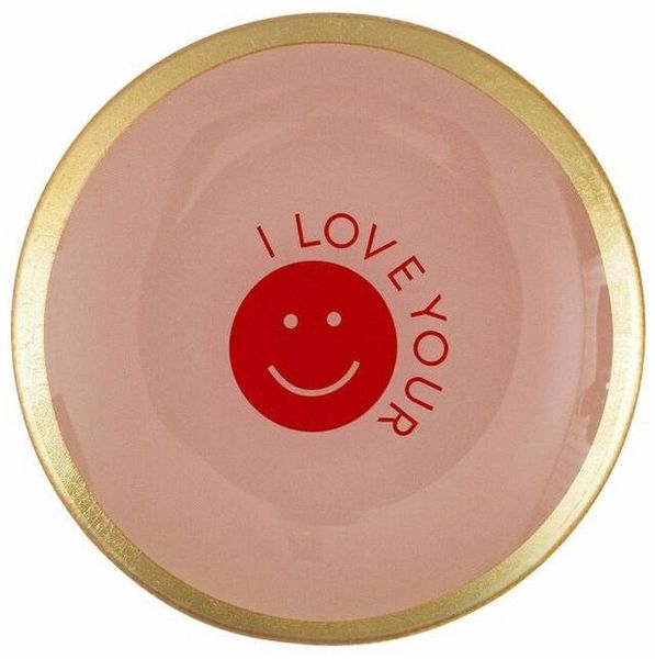 Giftcompany - Glasteller "Love Plates" Smile Dekoteller D 13cm Rosa 1061504012