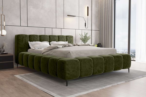 99rooms Cozy Polsterbett 160x200 cm Chenille APHRODITE Olive