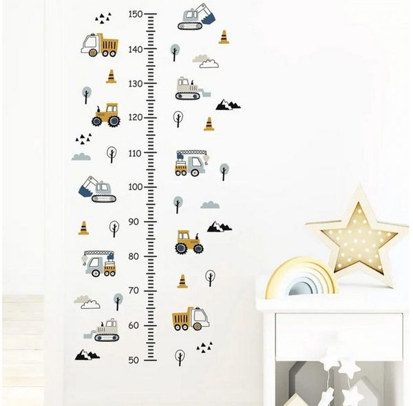Montegoni Wandsticker Kinder-Wandsticker (LKW, Baum, Wolken, Höhenmessung, Wandaufkleber-Deko für Kinderzimmer), Kindergarten-Heimdekoration, wasserdichte, abnehmbare